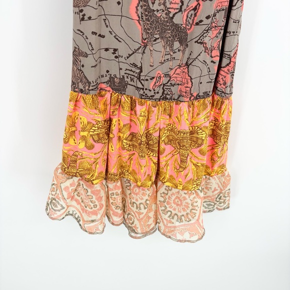 Maaji Multiprint Tiered Racerback Boho Mini Dress Mixed Print Swim Cover Small - Picture 4 of 9